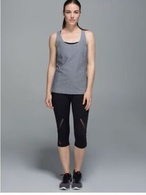 Lululemon Black Cropped Leggings Size 6 High Rise Workout Yoga Pants
